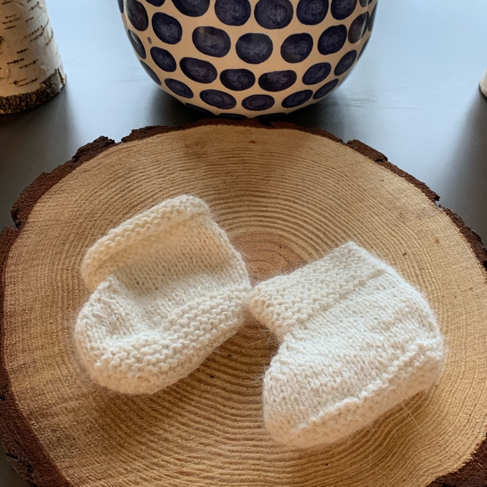 Custom made hand knit angora booties Unisex